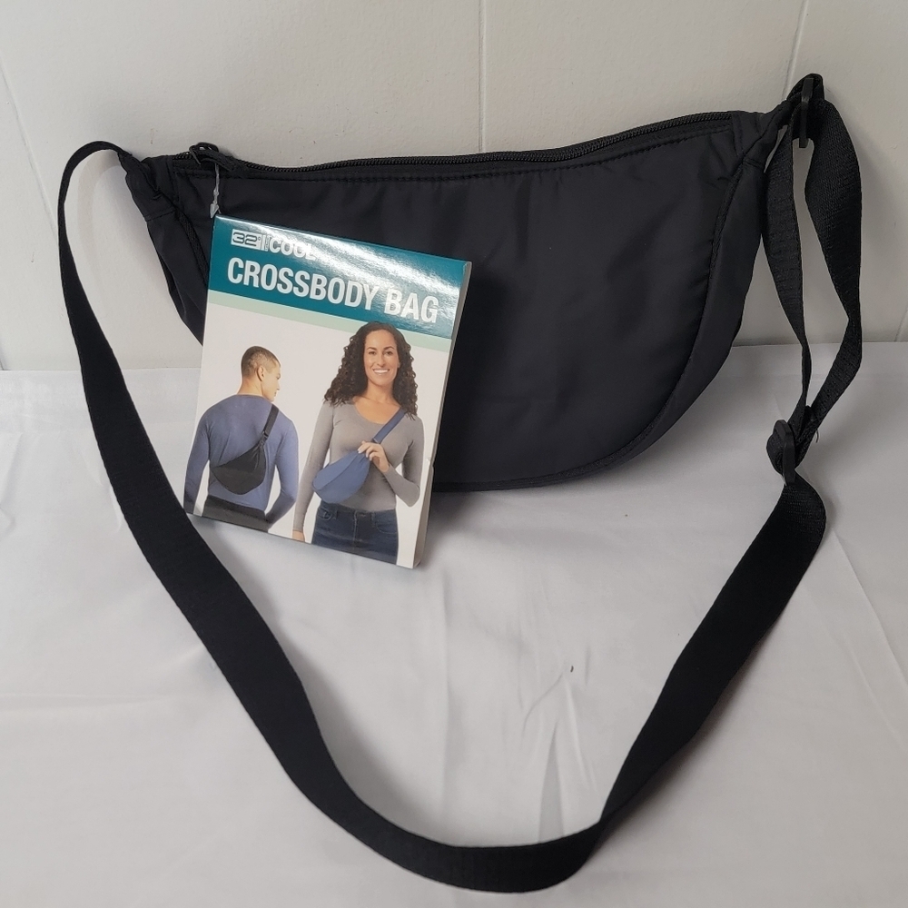 32 Degrees Unisex Crossbody Black Belt Bag Water Resistant Fabric